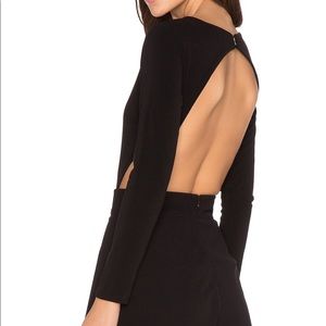 MLM Black Open Back Long Sleeve Bodysuit with Side Cutouts